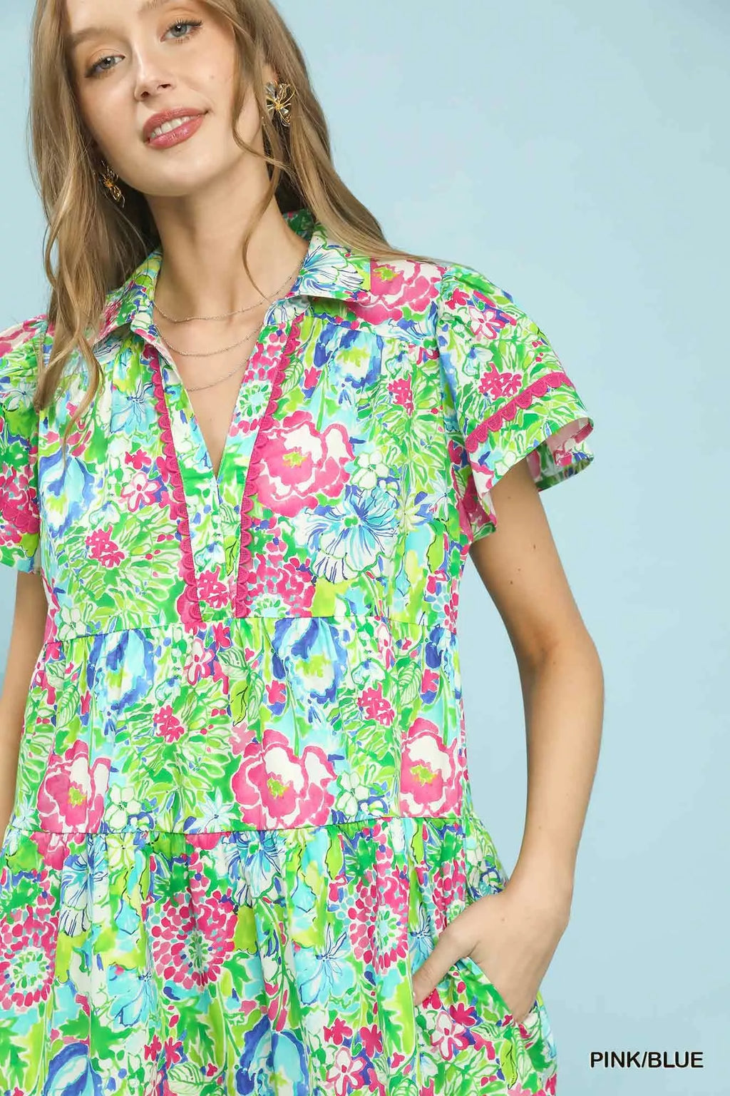 Umgee Bold Mixed Floral Tiered Midi Dress - Trendsi | Lola Mariee