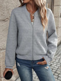 Textured Zip Up Long Sleeve Jacket - women's jacket at Lola Mariee boutique