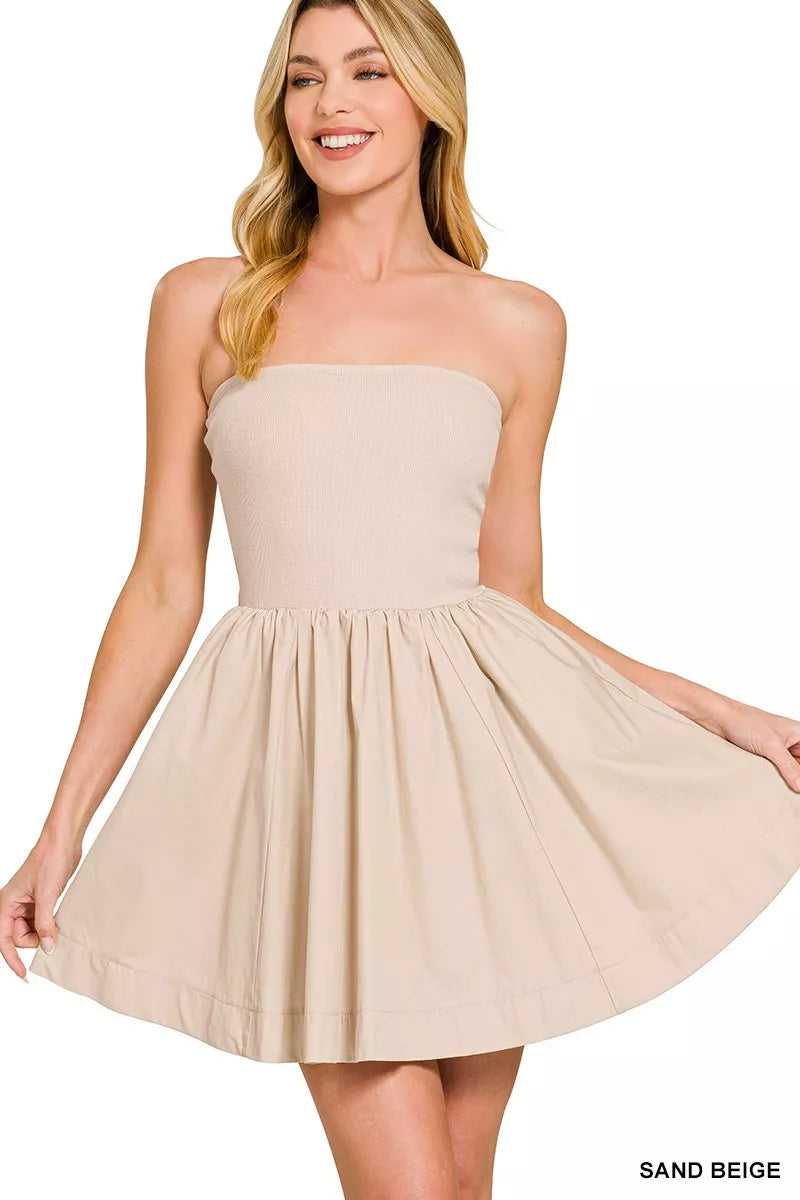 Zenana Combined Knit Tube Top Flare Mini Dress | Lola Mariee