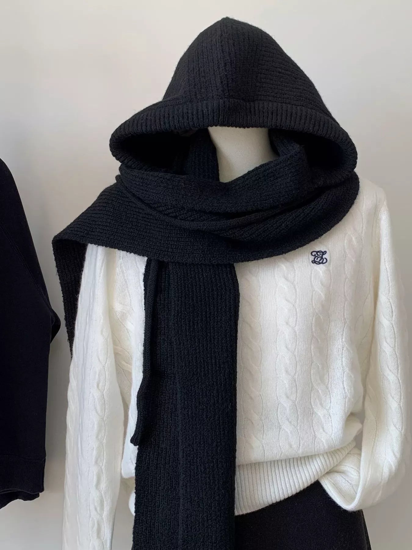 Knitted Solid Color Scarf Hat – view 5 | Lola Mariee