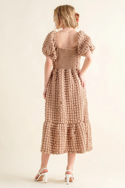 And The Why Full Size Square Neck Puff Sleeve Dress – view 2 | Lola Mariee