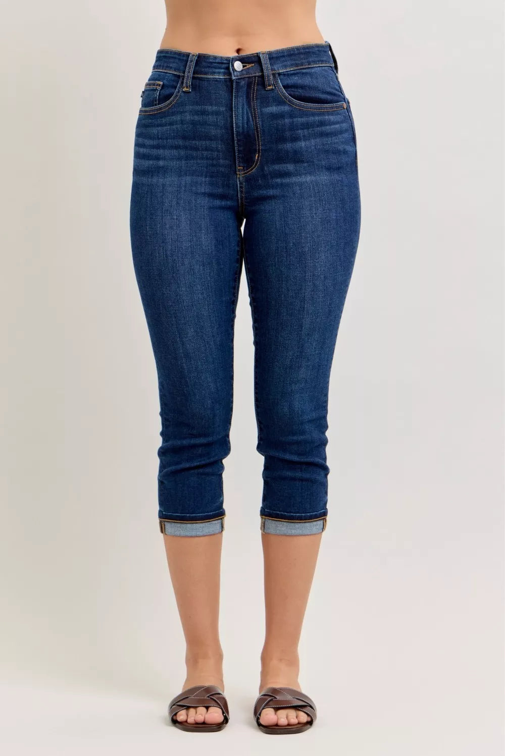 Judy Blue High Waist Capri Jeans with Single Cuff - women's bottoms at Lola Mariee boutique