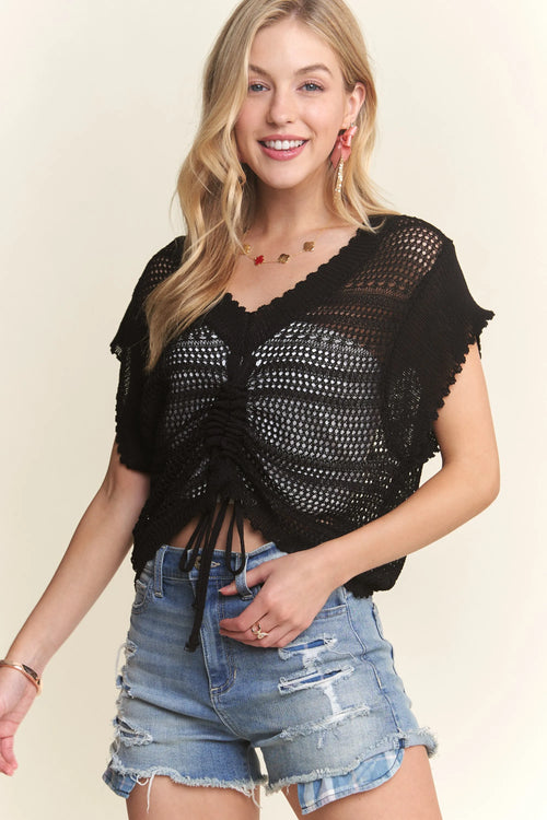 ADORA Drawstring Detail Crochet Top | Lola Mariee