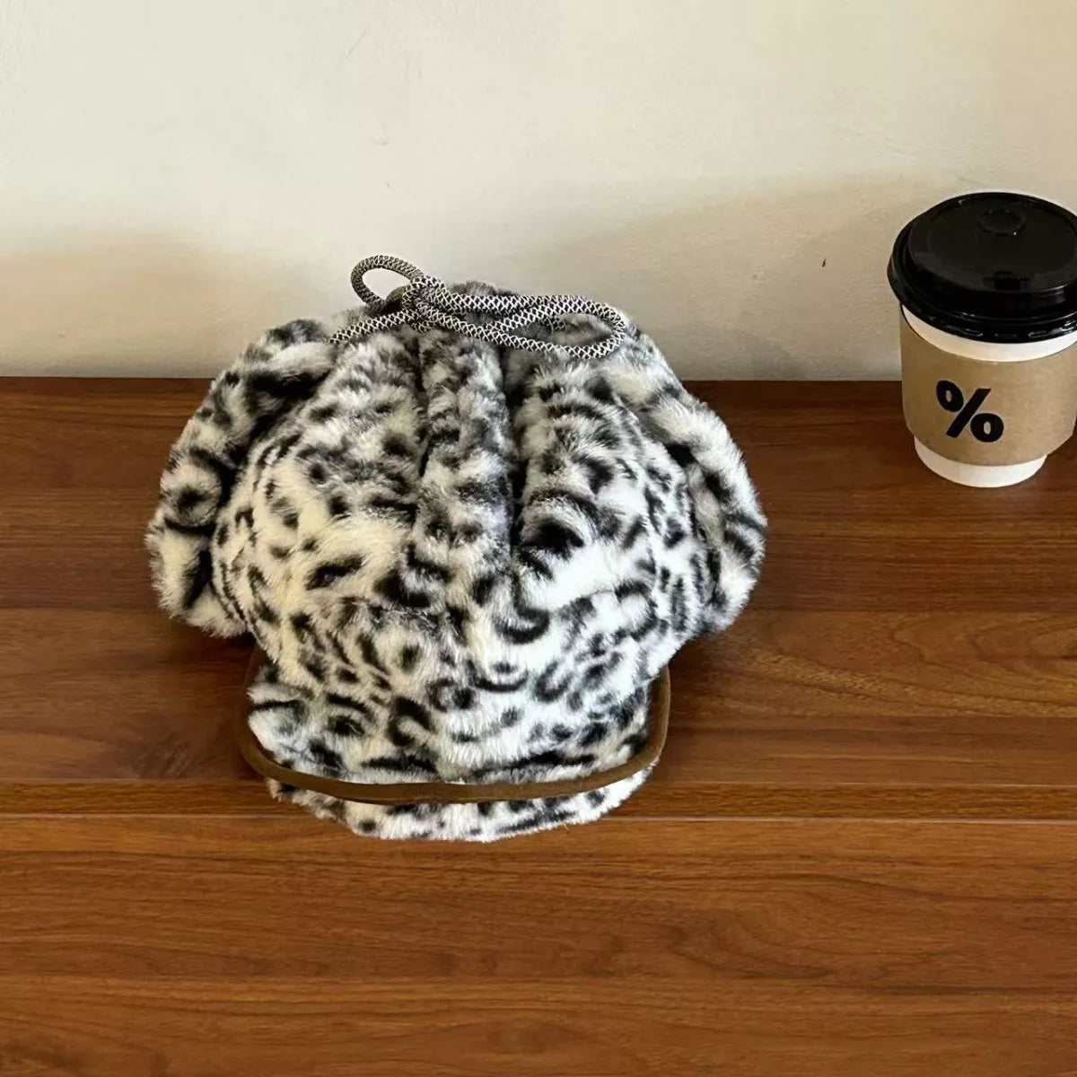 Leopard Print Faux Fur Trapper Hat – view 3 | Lola Mariee