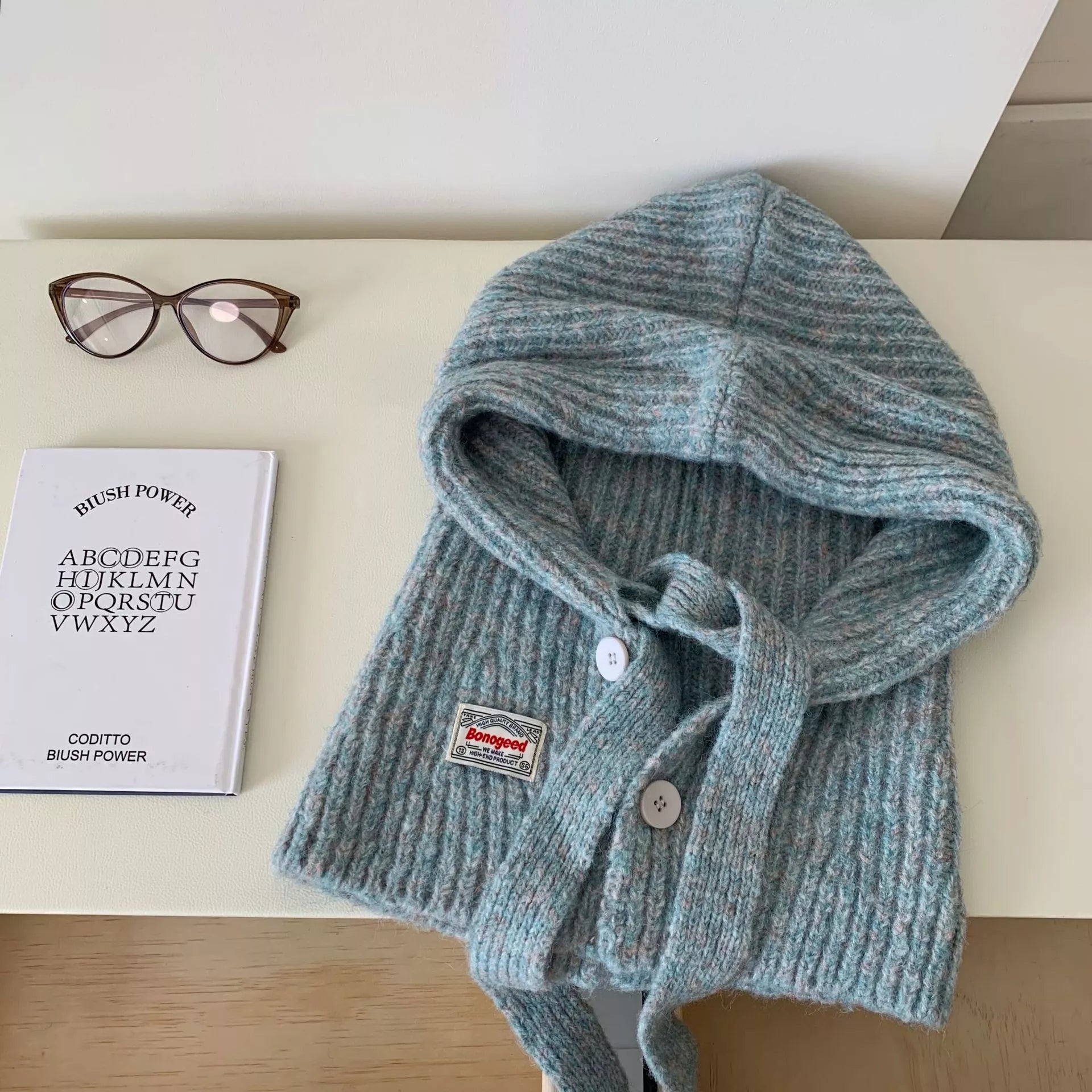 Knitted Winter Scarf Hat – view 2 | Lola Mariee