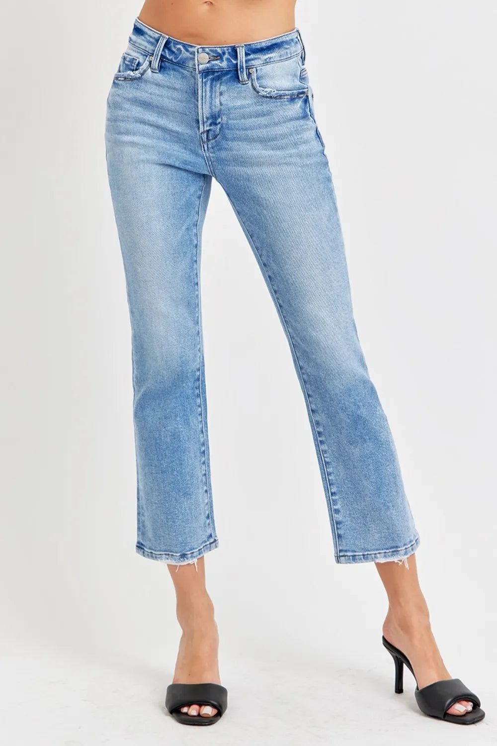 RISEN Full Size Low Rise Crop Slim Straight Jeans - women's top at Lola Mariee boutique