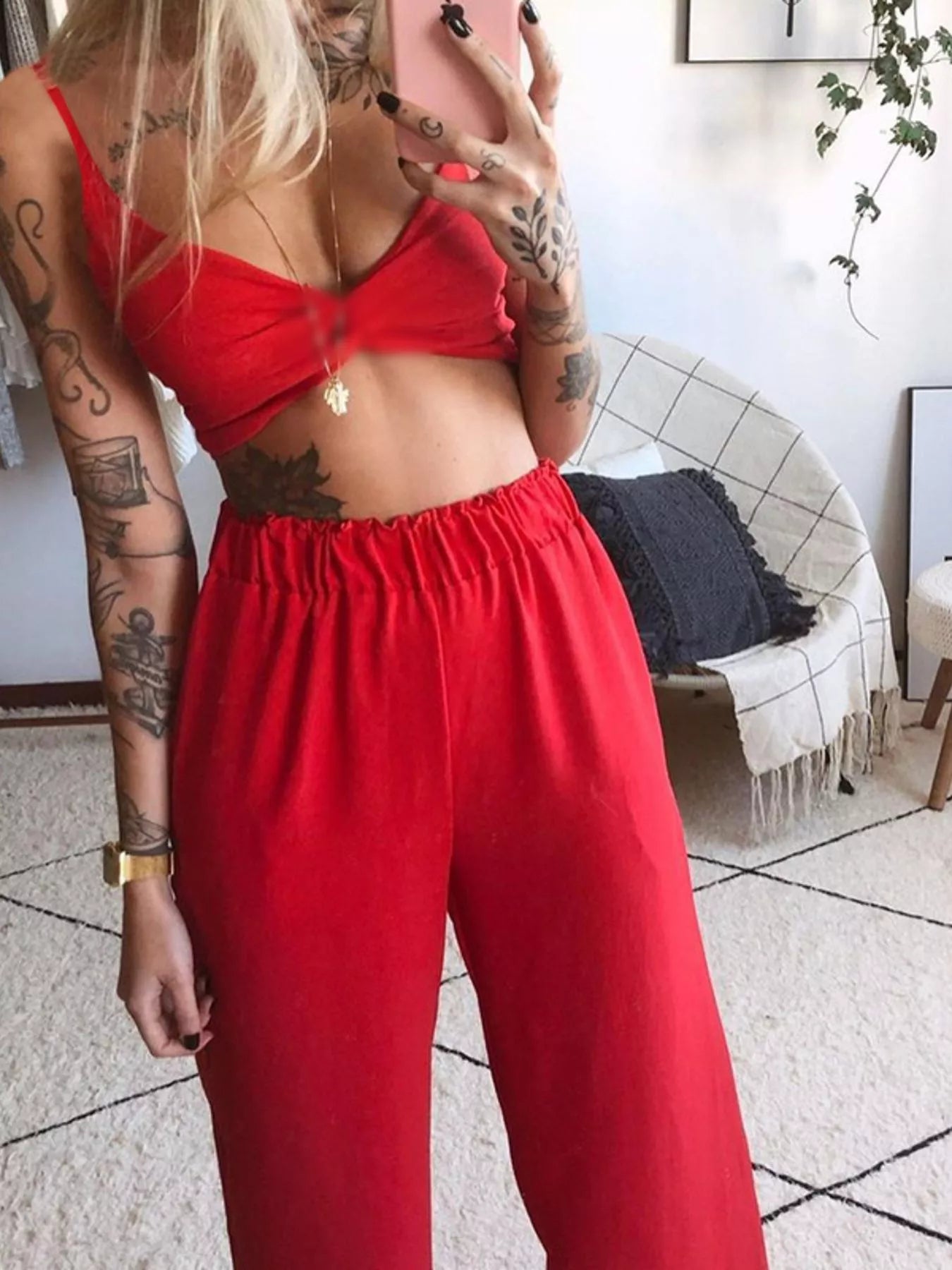 Boho Butterfly Print Top and Pants Set – view 10 | Lola Mariee