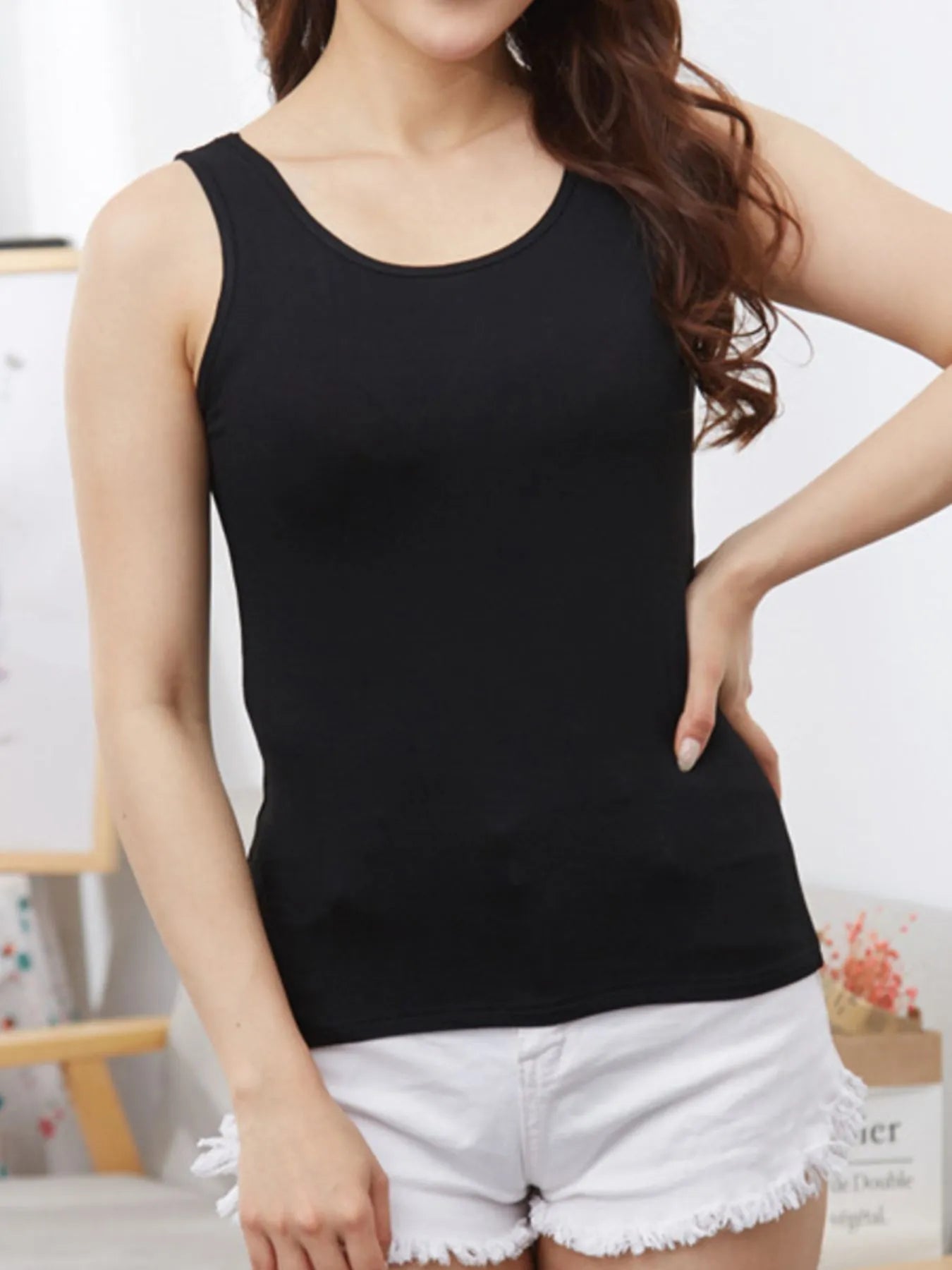 Full Size Scoop Neck Wide Strap Tank Plus Size – view 9 | Lola Mariee
