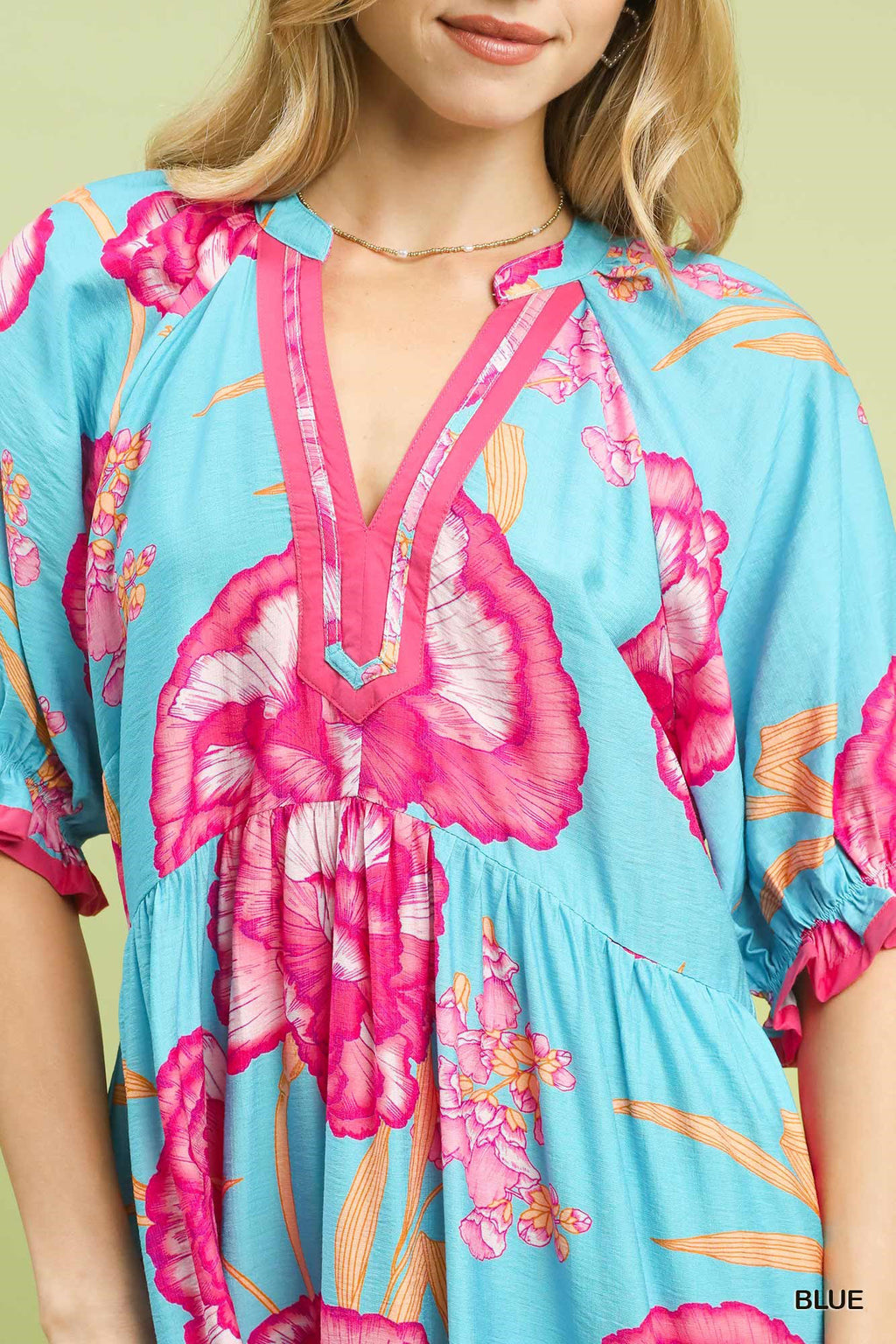 Umgee Floral Print Midi Dress with Contrast Trim – view 6 | Lola Mariee