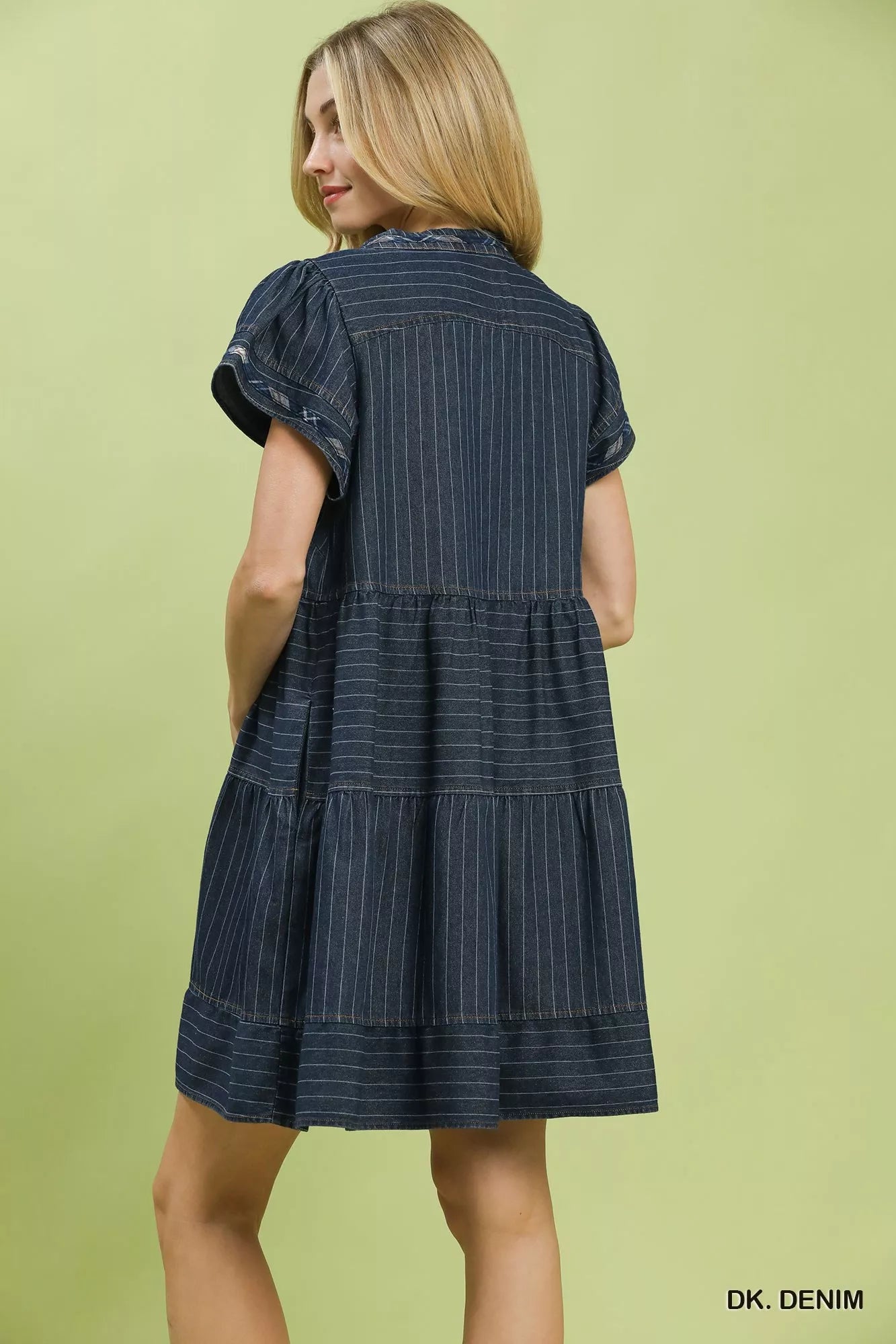 Umgee Chambray Tiered Babydoll Dress - Trendsi | Lola Mariee