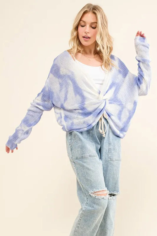And The Why Blue Tie Dye Twisted Sweater | Lola Mariee