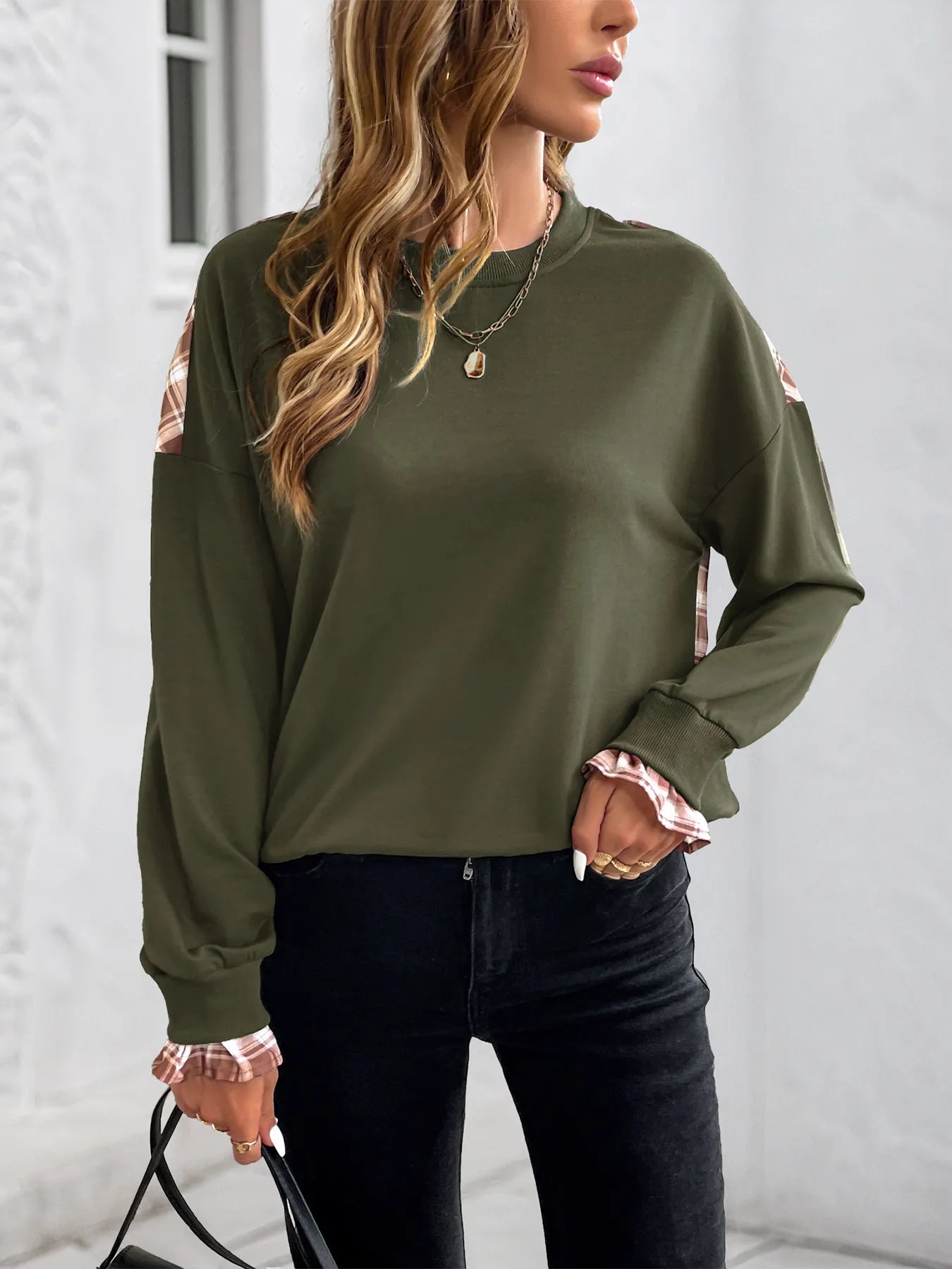 Plaid Long Sleeve Sweatshirt - Trendsi | Lola Mariee