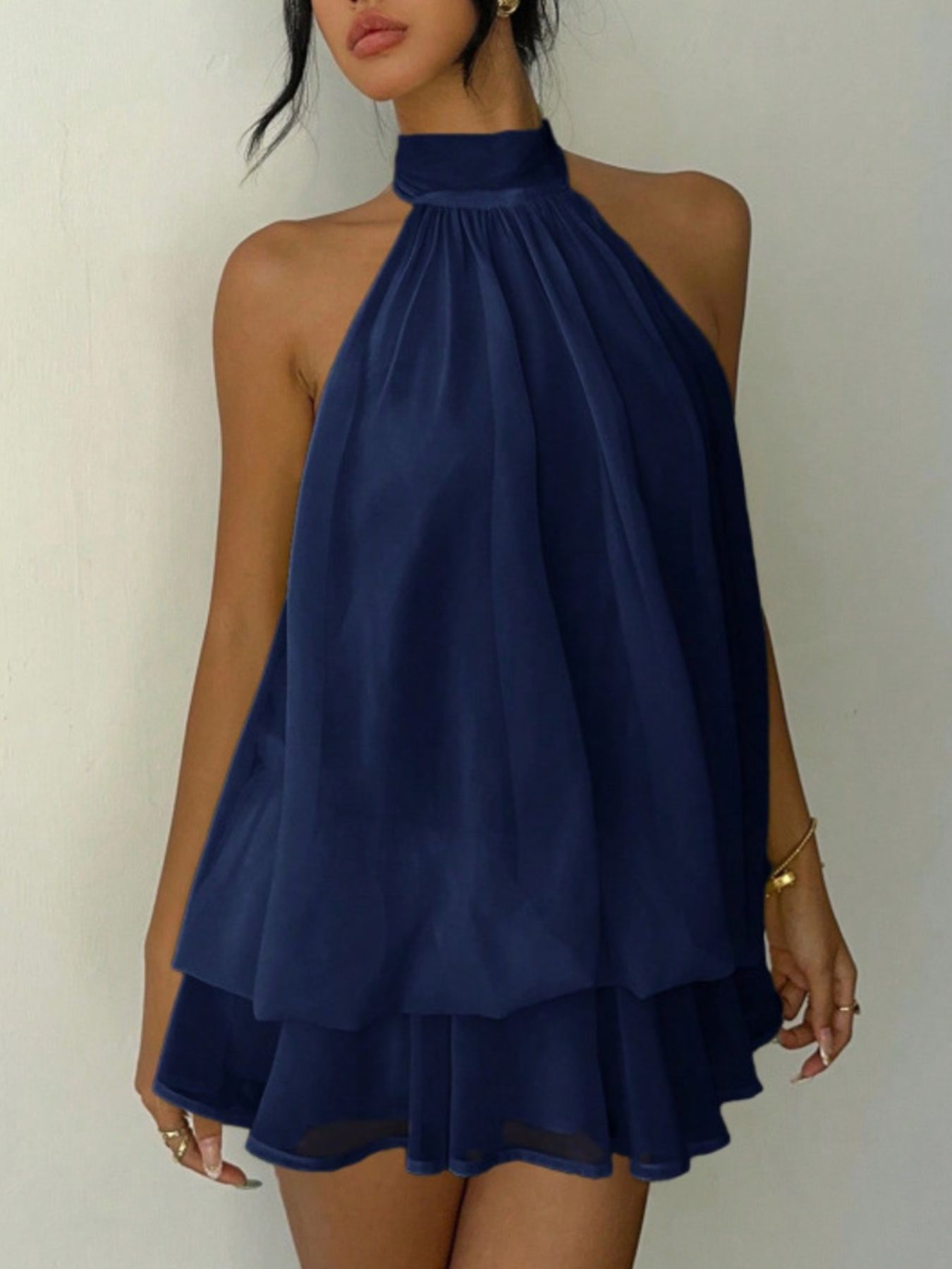 Halter Neck Layered Mini Dress | Lola Mariee
