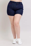 Judy Blue Plus Size HW Heart Shaped Pkts & Red Contrast Thread Denim Shorts - women's bottoms at Lola Mariee boutique