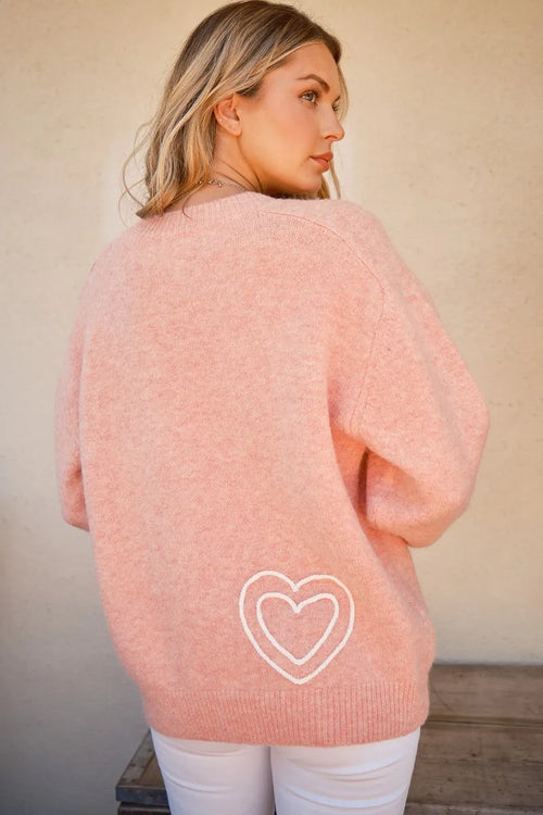 And The Why WIFEY & Heart Round Neck Sweater – view 2 | Lola Mariee