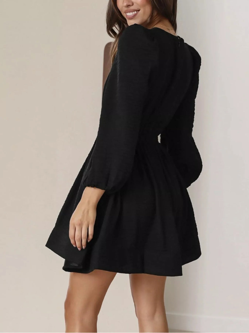 V-Neck Long Sleeve Mini Dress - Trendsi | Lola Mariee