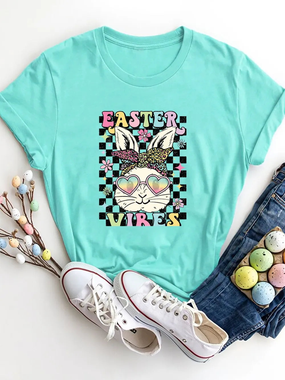 EASTER VIBES Round Neck Short Sleeve T-Shirt – view 4 | Lola Mariee