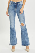 RISEN Full Size High Rise Distressed Flare Jeans - women's bottoms at Lola Mariee boutique