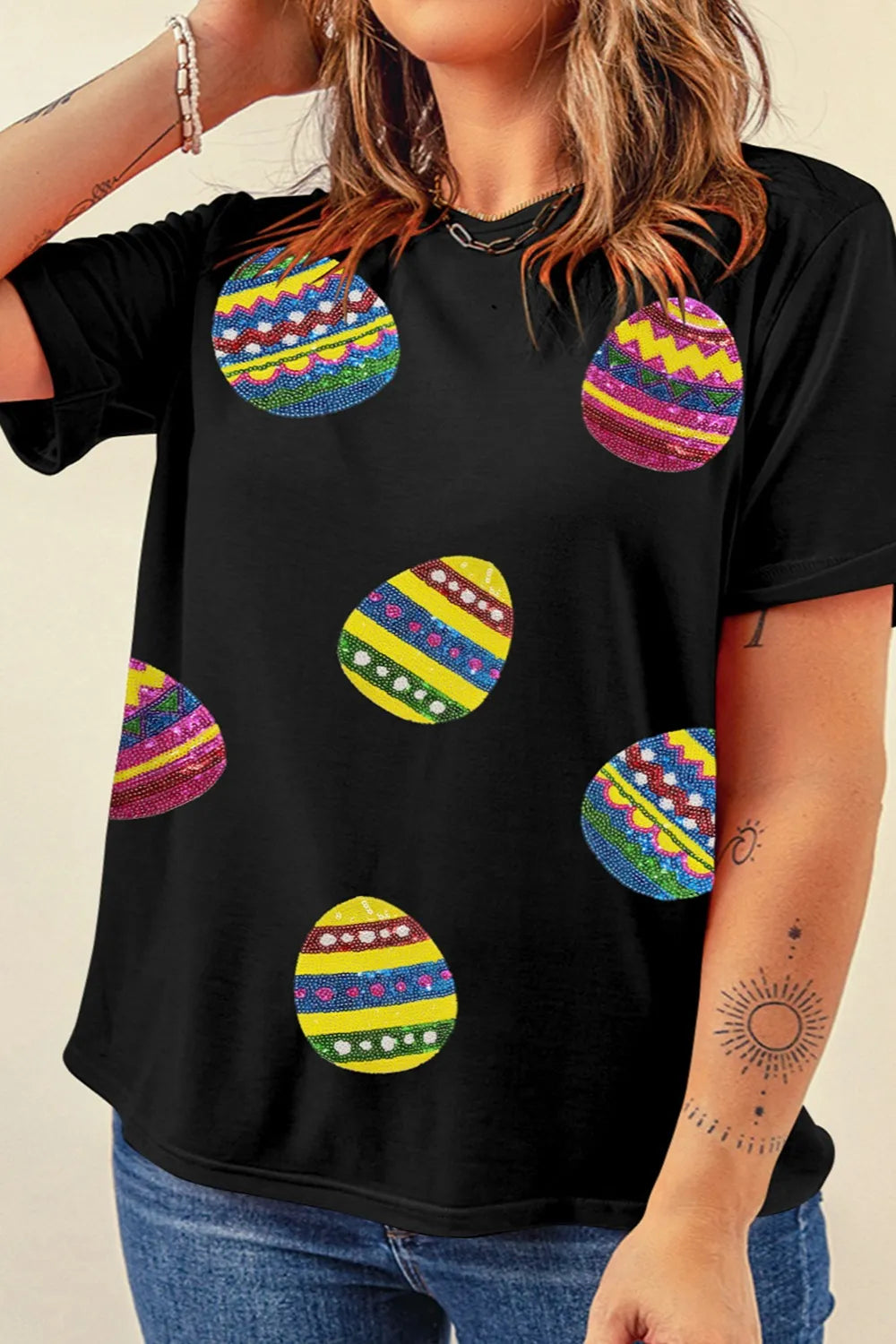 Plus Size Easter Round Neck Short Sleeve T-Shirt – view 4 | Lola Mariee