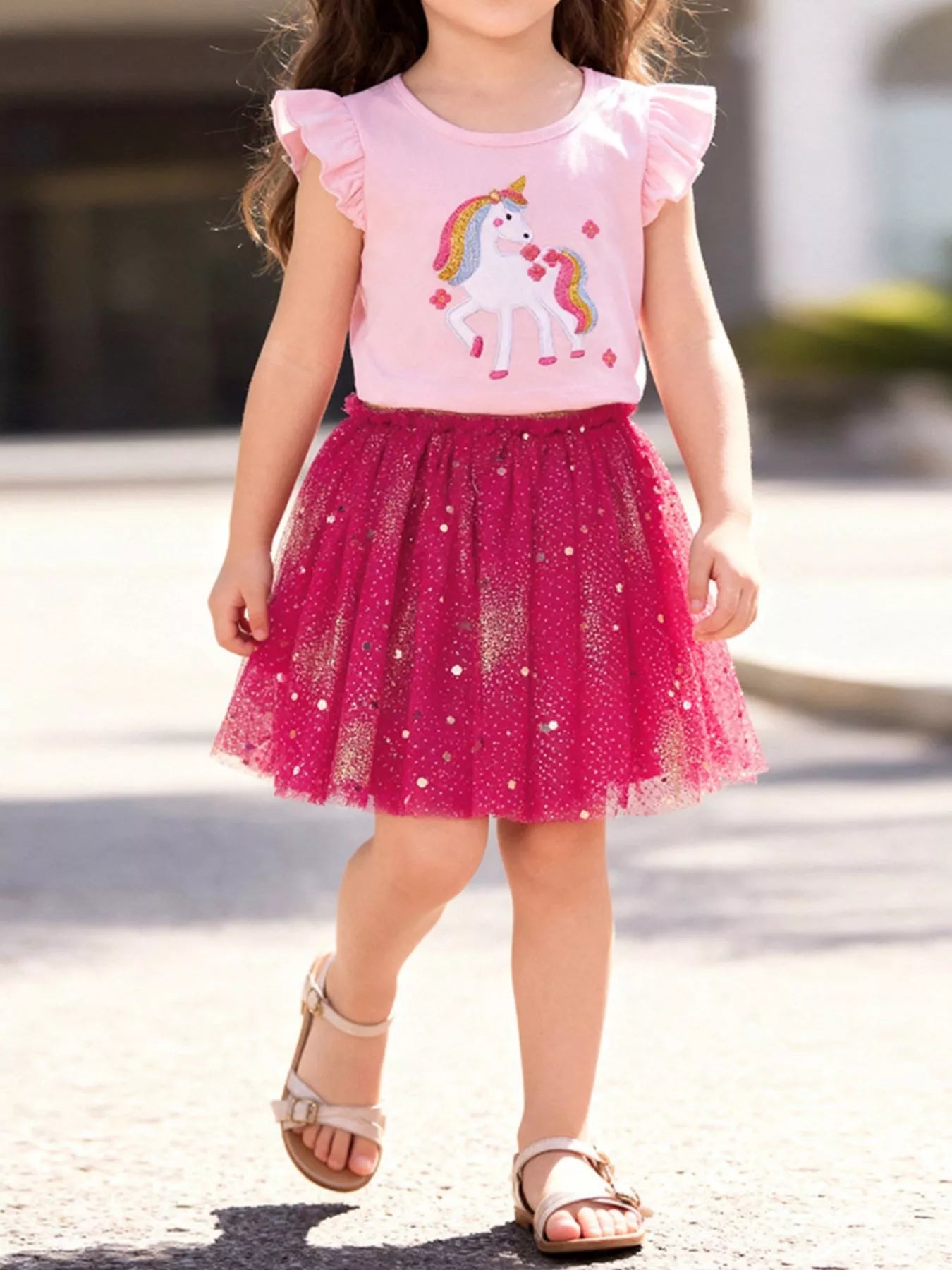 Children's Unicorn Rainbow Tulle Dress Set – view 5 | Lola Mariee