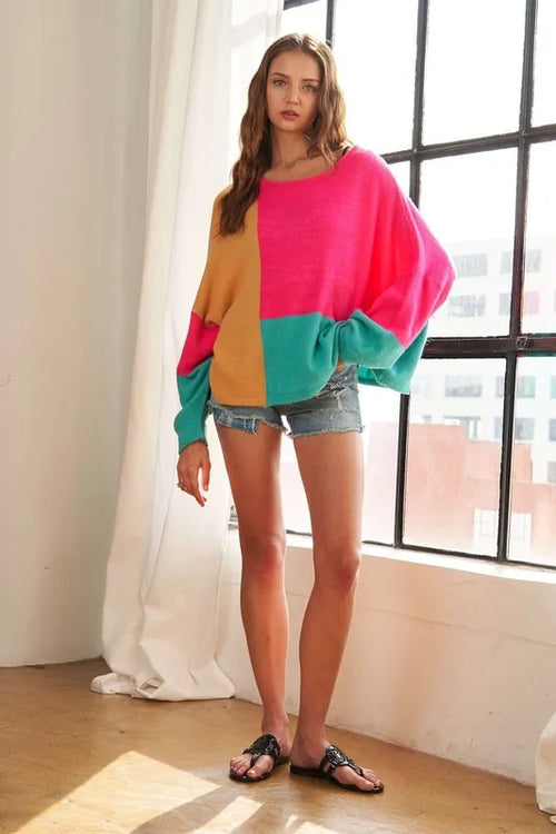ADORA Loose Fit Colorblock Sweater | Lola Mariee