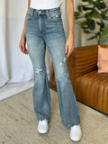 Judy Blue Full Size Medium Rise Tummy Control Destroy Flare - women's fashion at Lola Mariee boutique