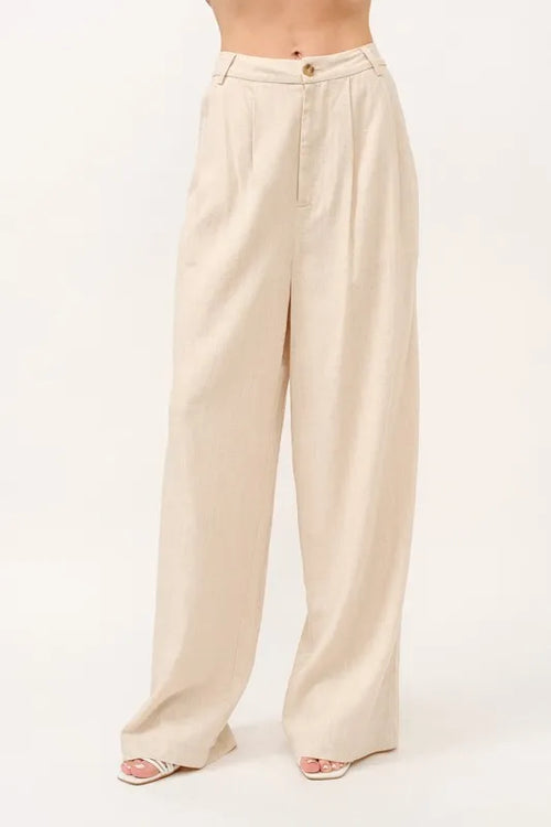 And The Why High-Rise Wide Leg Linen Blended Pants – view 2 | Lola Mariee