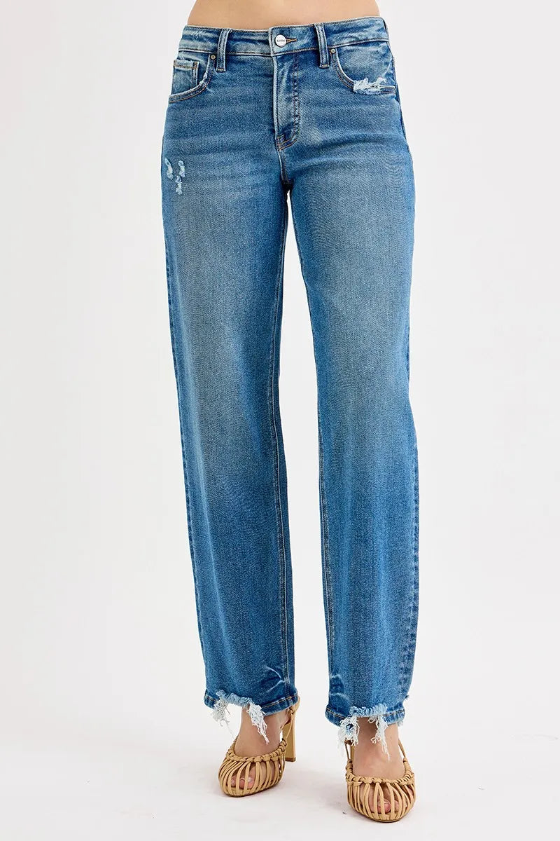RISEN Full Size Mid Rise Baggy Jeans Plus Size - women's bottoms at Lola Mariee boutique