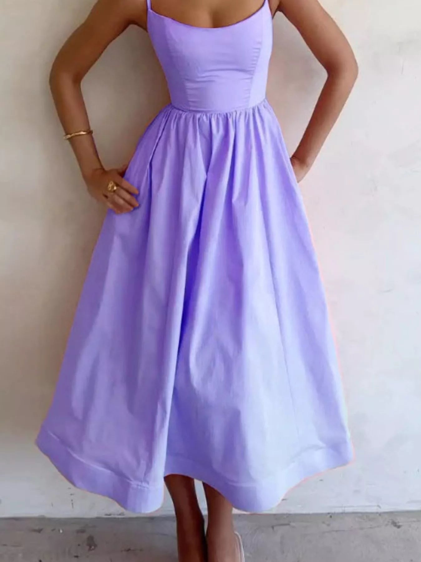 Adjustable Strap Scoop Neck Midi Dress - Trendsi | Lola Mariee