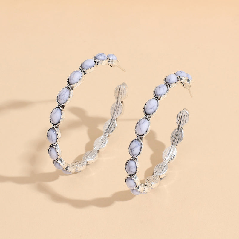Artificial Turquoise C-Hoop Earrings – view 9 | Lola Mariee