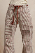 BiBi Drawstring Striped Twill Barrel Pants - LOLA MARIEE | Lola Mariee