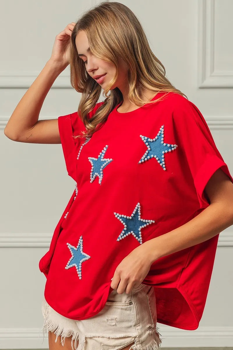 BiBi Fourth Of July Terry T-Shirt - Trendsi | Lola Mariee