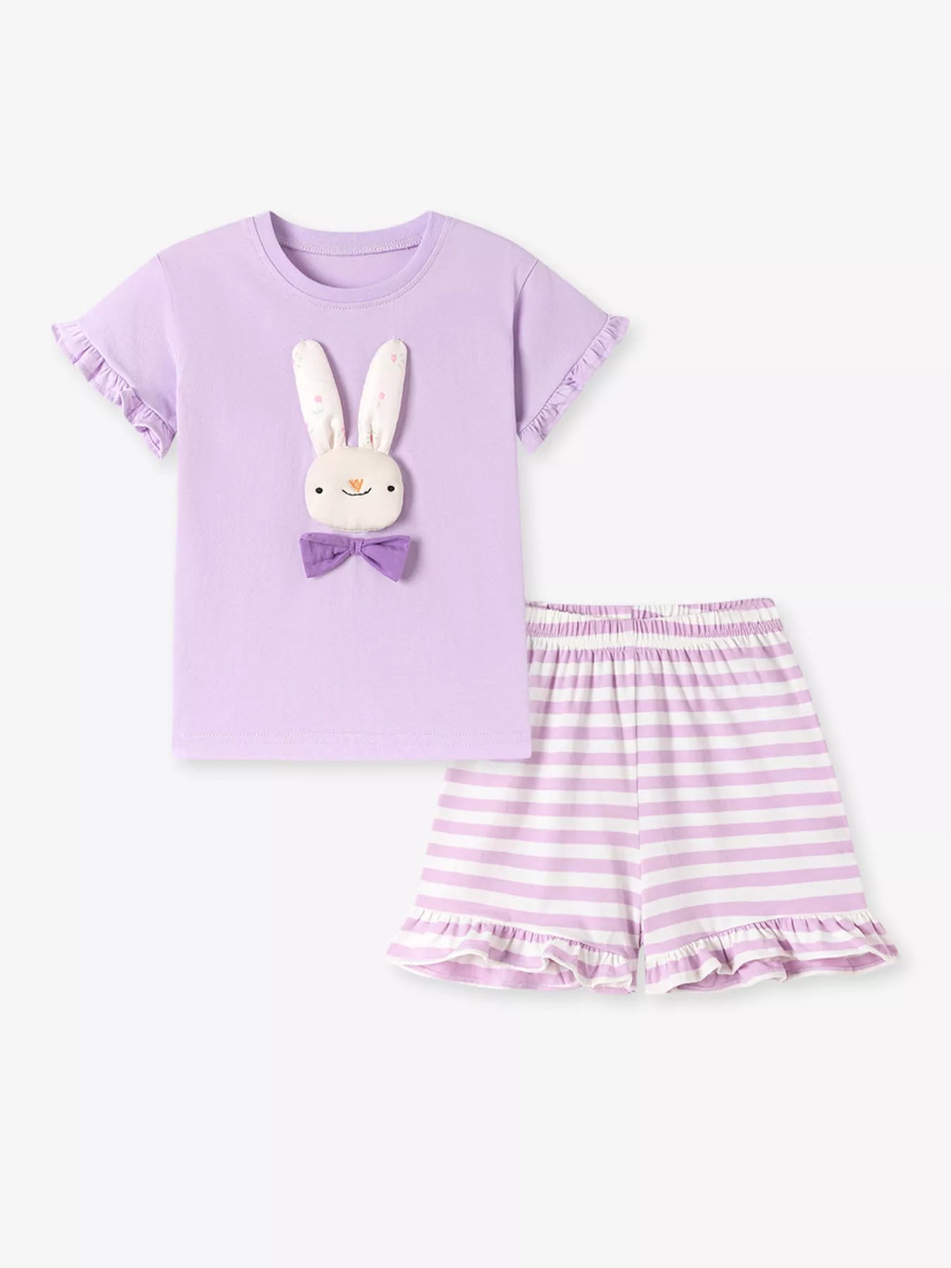 Children's Cute Bunny Applique Ruffle Trim Set – view 4 | Lola Mariee