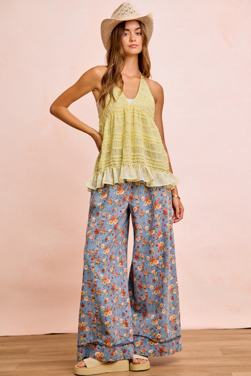 BiBi Floral Printed Drawstring Wide Pants - Trendsi | Lola Mariee