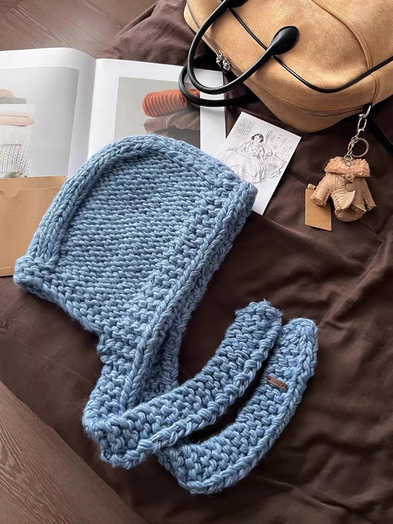 Knitted Hooded Scarf Hat – view 5 | Lola Mariee