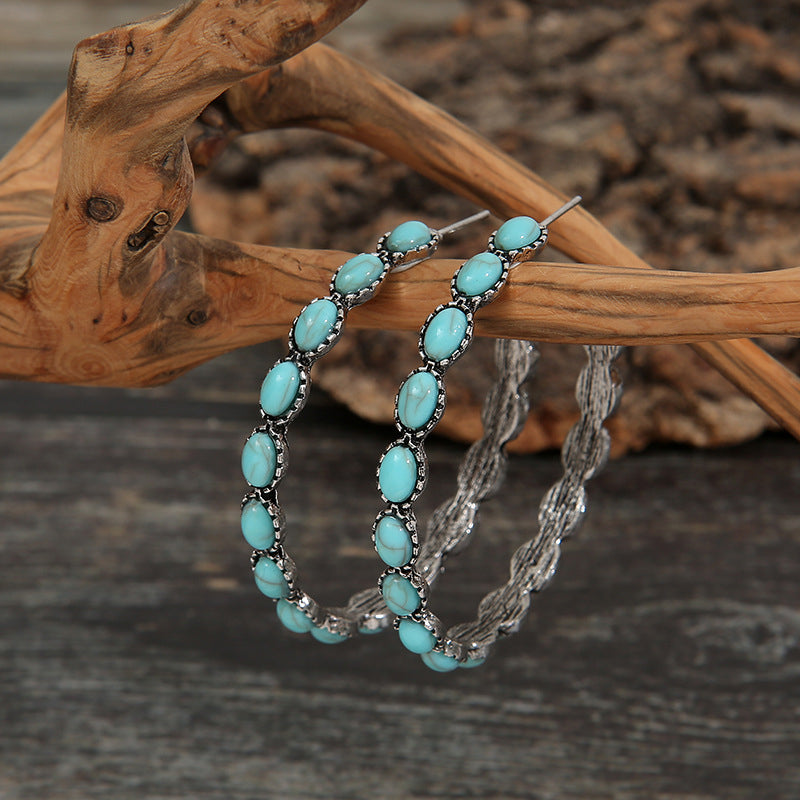 Artificial Turquoise C-Hoop Earrings | Lola Mariee