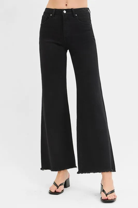 RISEN Full Size Tummy Control High Rise Wide Jeans Plus Size - women's bottoms at Lola Mariee boutique