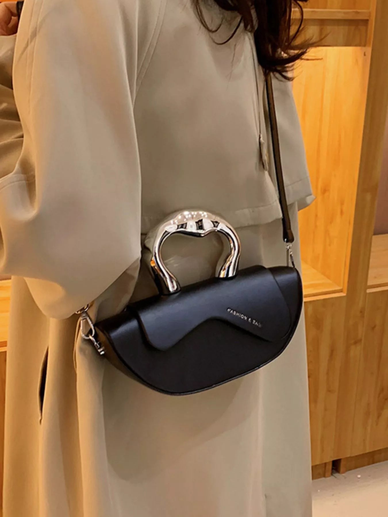 Half-Moon Crossbody Bag with Handle – view 4 | Lola Mariee