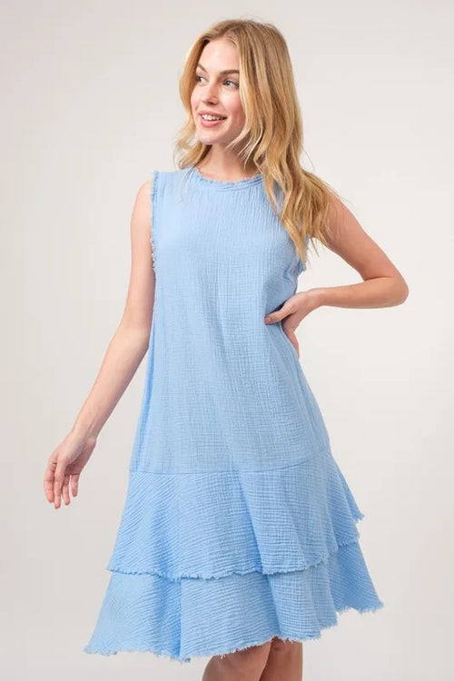 And The Why Washed Fringe Detail Tiered Dress | Lola Mariee