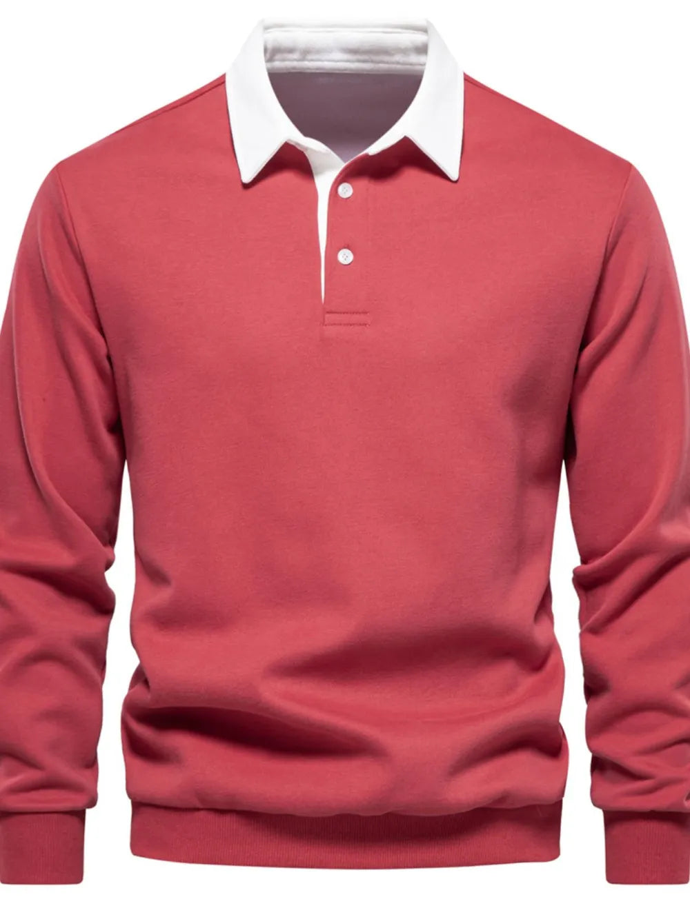 Men's Quarter Button Collared Neck Long Sleeve Polo – view 8 | Lola Mariee