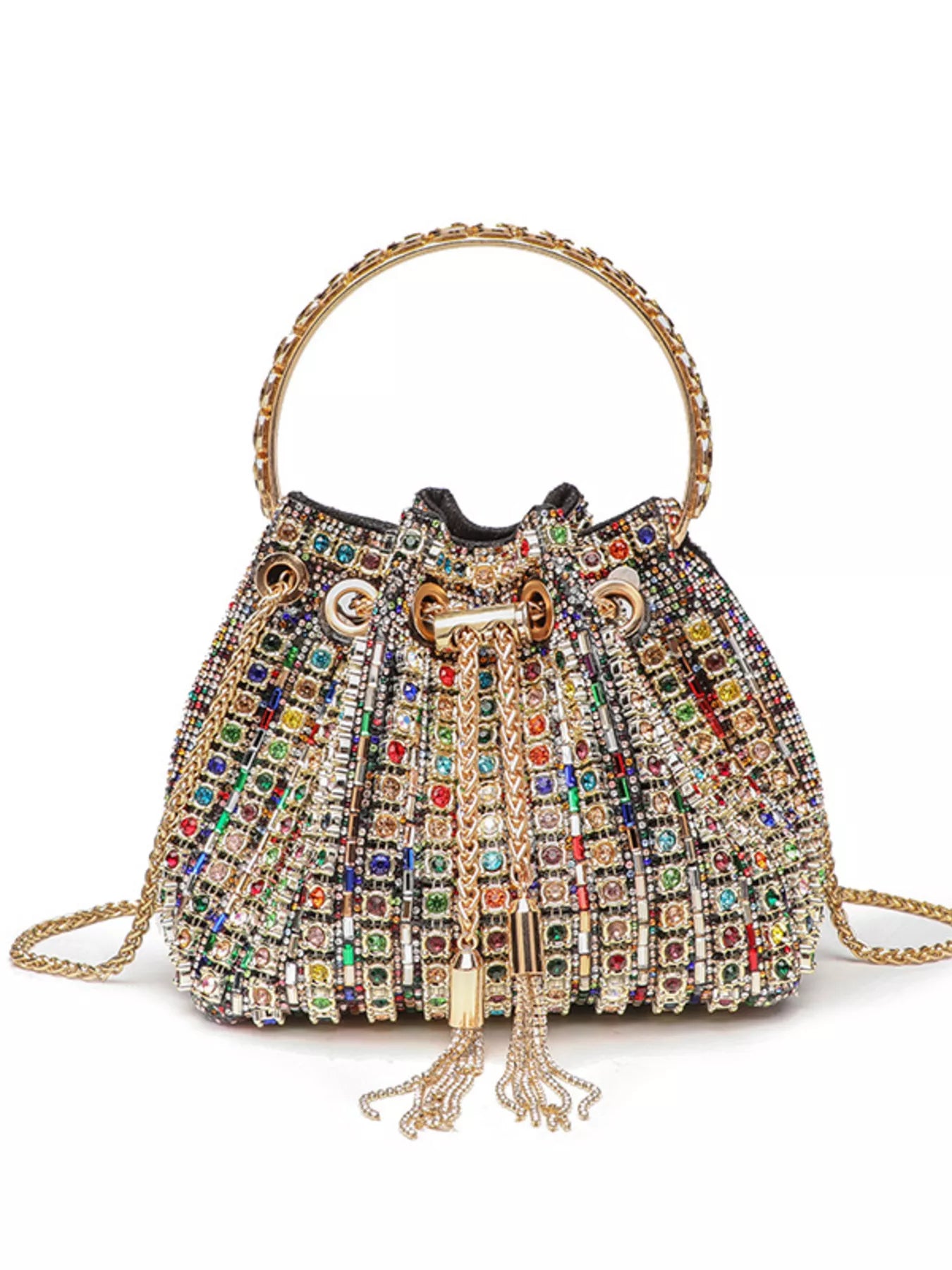 Rhinestone Embellished Bucket Crossbody Bag - Trendsi | Lola Mariee