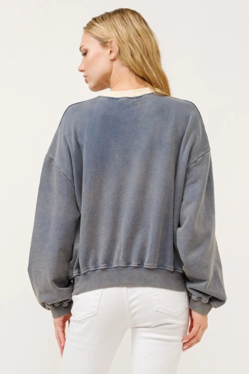 And The Why BEVERLY HILLS 92 CALIFORNIA Contrast Crop Sweatshirt – view 2 | Lola Mariee