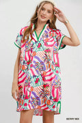 Umgee Tropical Print Collared Shift Dress - Trendsi | Lola Mariee