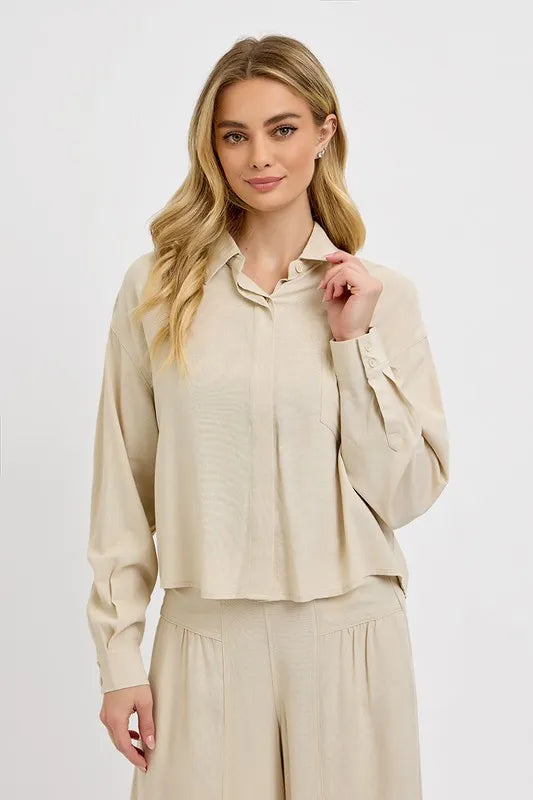 RISEN Button Down Long Sleeve Shirt - LOLA MARIEE | Lola Mariee