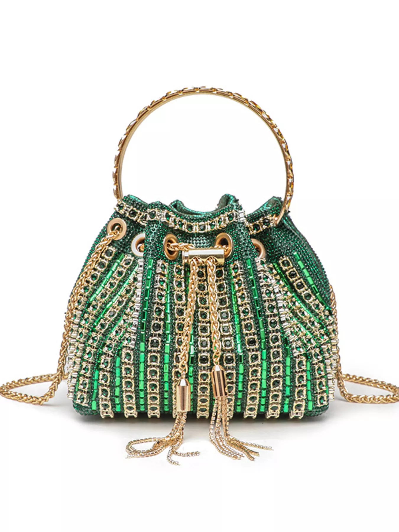 Rhinestone Embellished Bucket Crossbody Bag - Trendsi | Lola Mariee