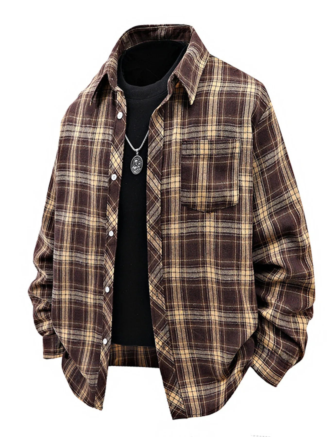 Men's Full Size Plaid Button Up Shirt Plus Size – view 2 | Lola Mariee