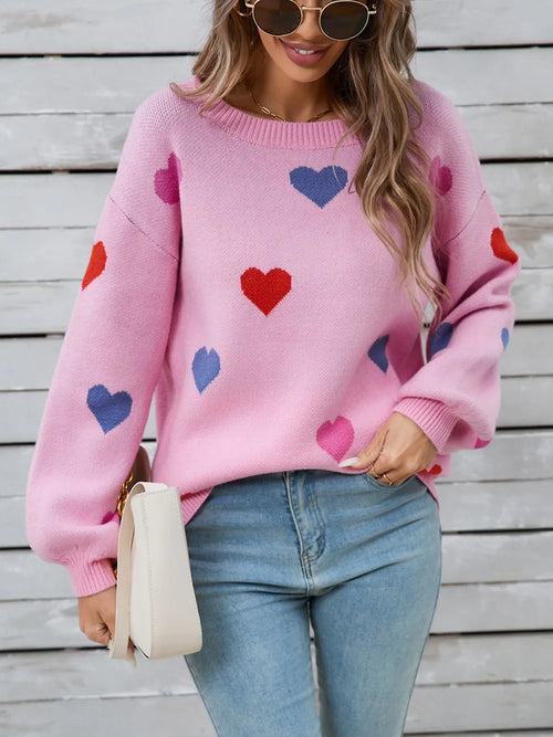 Angel Wings Heart Round Neck Long Sleeve Sweater – view 2 | Lola Mariee