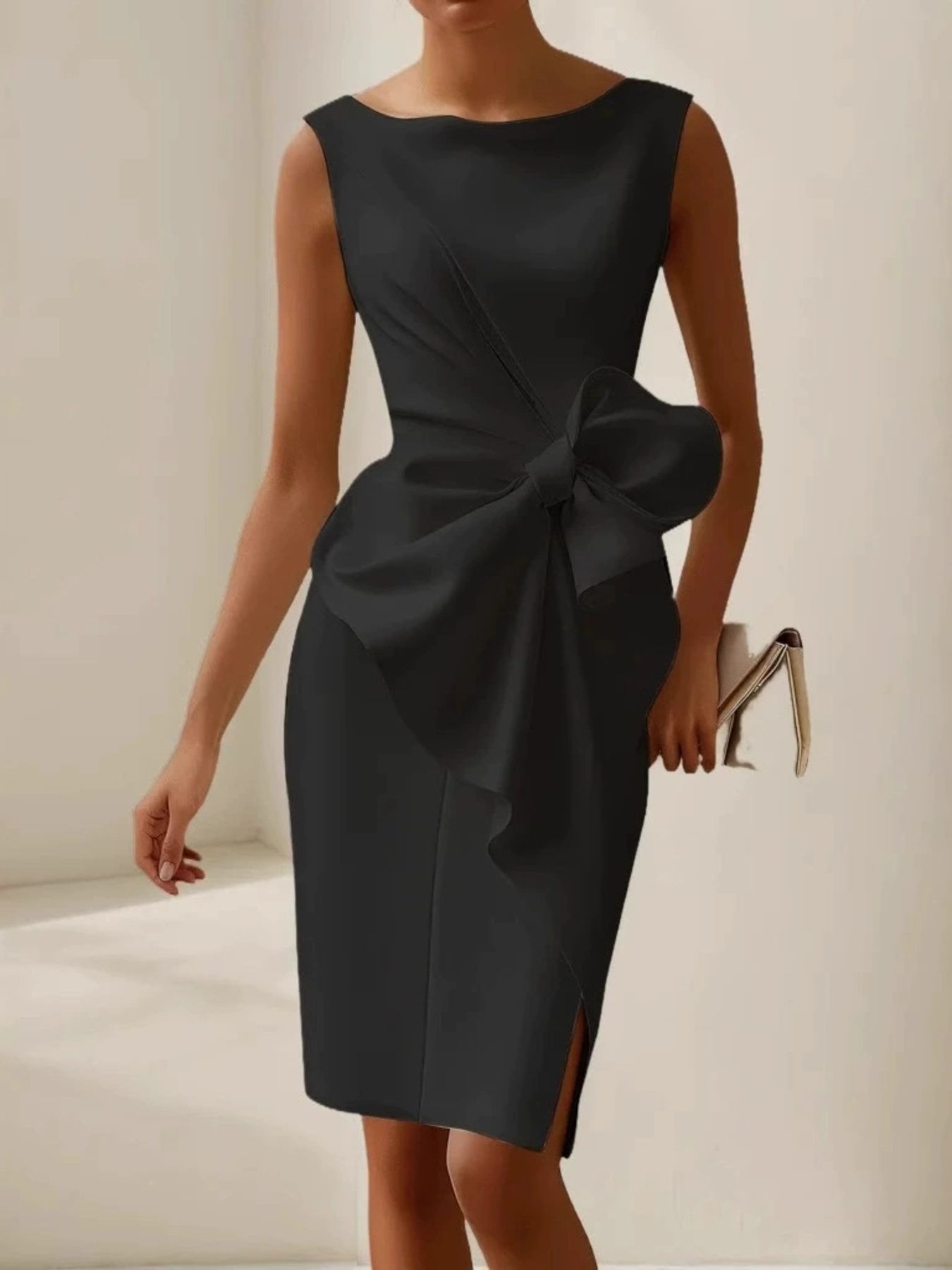 Full Size Bowknot Front Sleeveless Dress Plus Size – view 4 | Lola Mariee