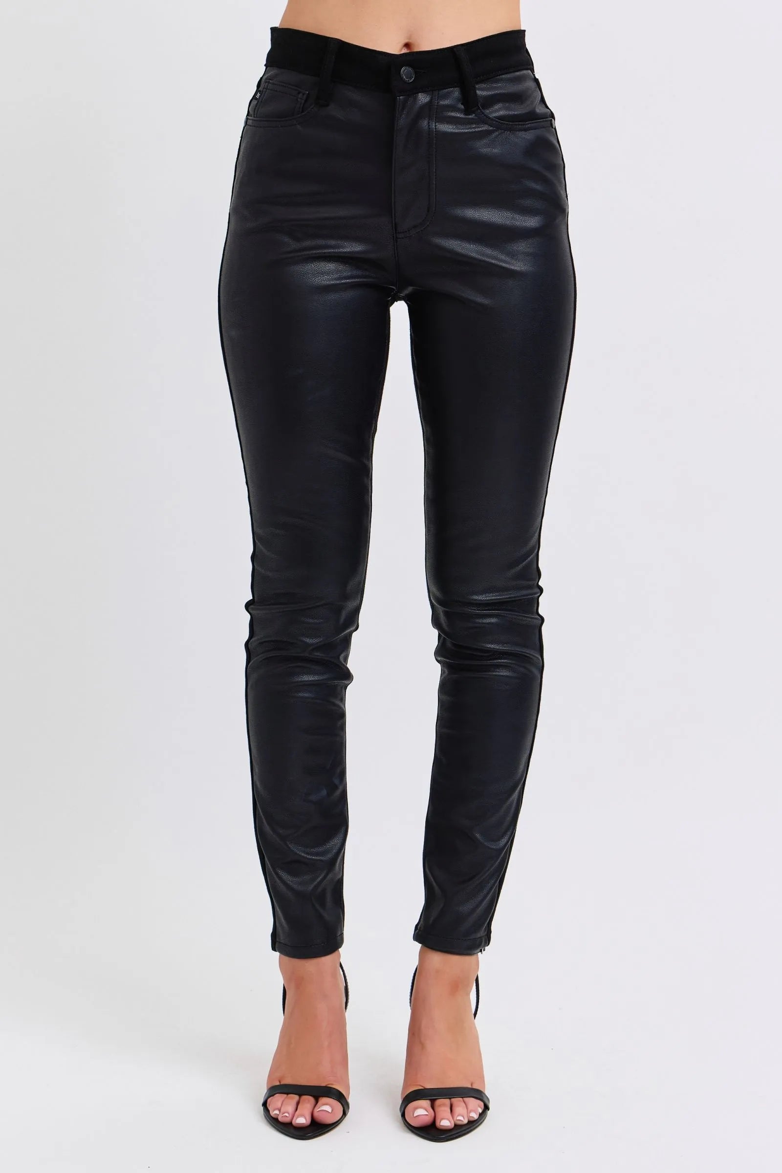 Judy Blue Plus Size HW Faux Leather Skinny Pants - women's bottoms at Lola Mariee boutique