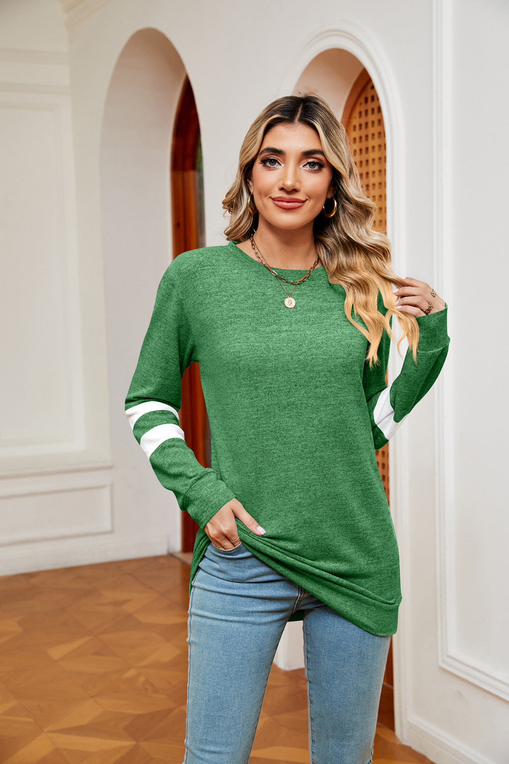 Round Neck Long Sleeve Top - Trendsi | Lola Mariee
